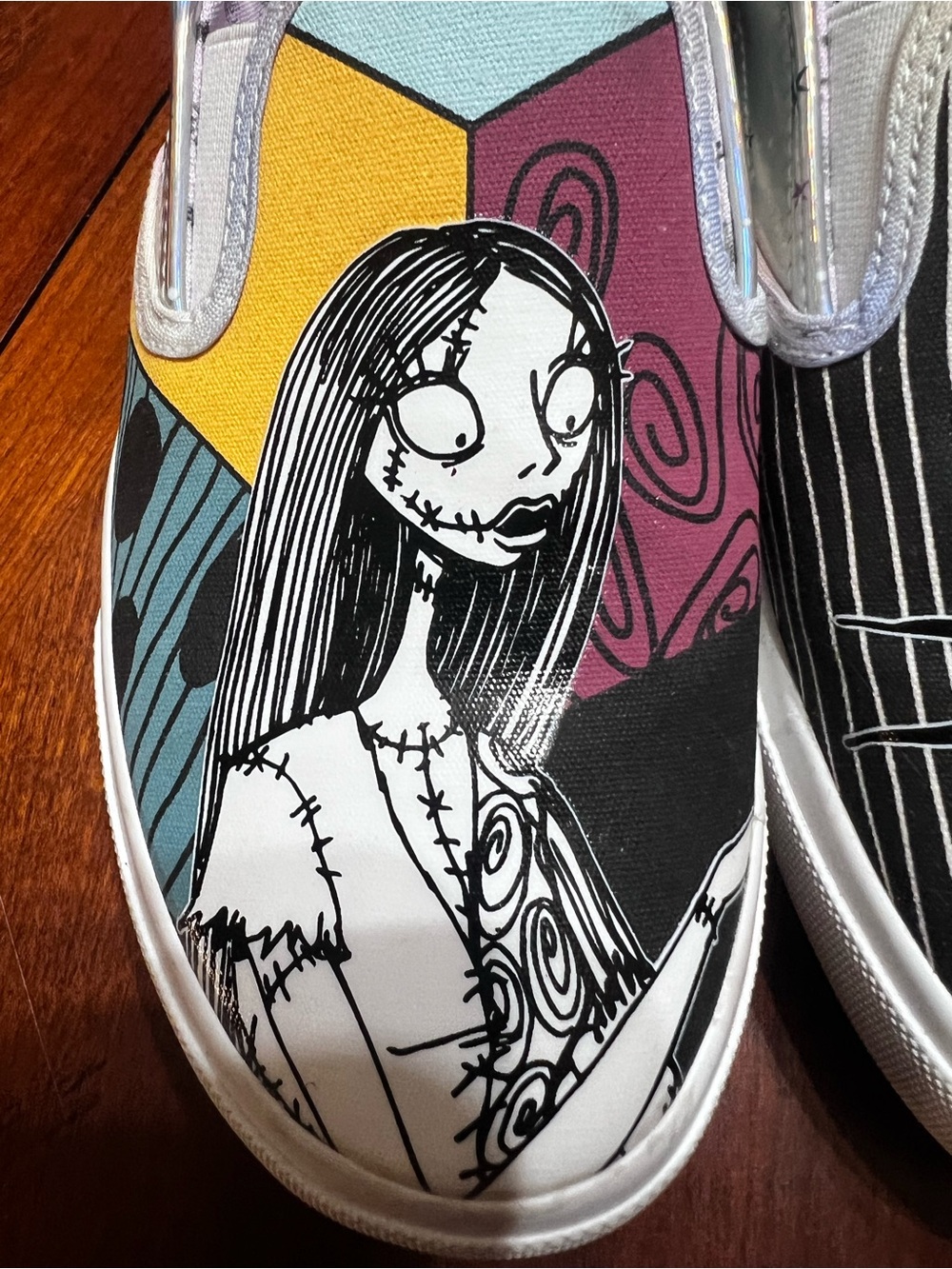 Disney Slip-On Sneakers, Black, Purple, Yellow, Blue Jack and Sally Slip On - Picture 7 of 10